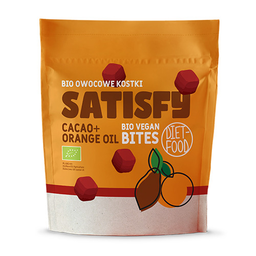 Satisfy Bio gyümölcskockák - kakaó és narancs, 120 g